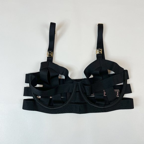 NWOT Victoria's Secret Bra 30D Unlined Balconet Strappy Banded Black - Picture 1 of 7